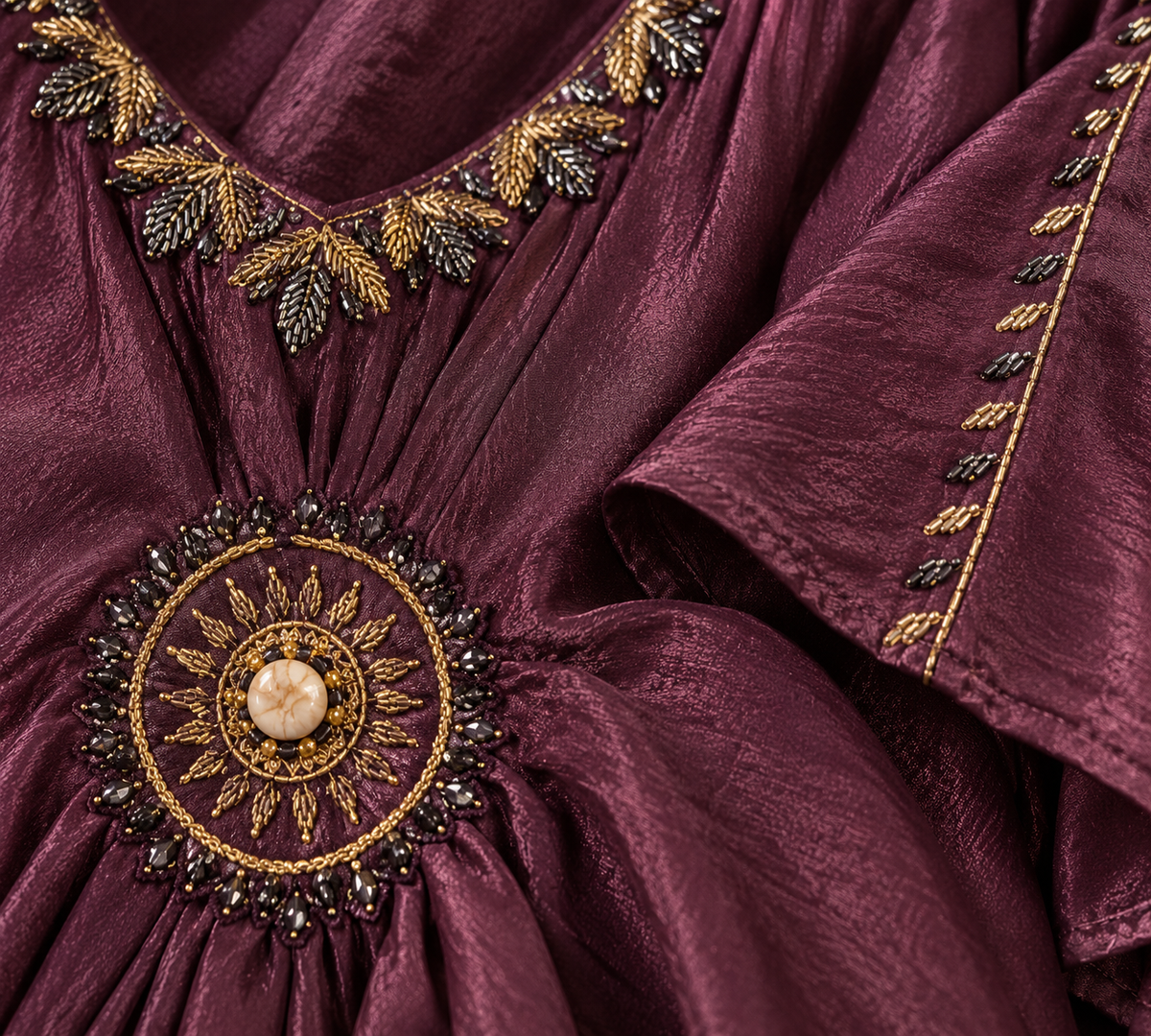 Plum Aurelia Women’s Silk Afghani Coord Set