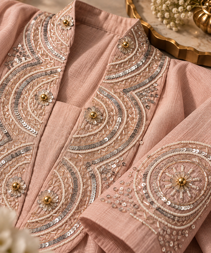 Meher Women’s Festive Coord Set | Embroidered Kurta & Straight-Leg Pants
