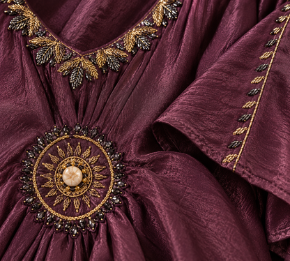 Plum Aurelia Women’s Silk Afghani Coord Set