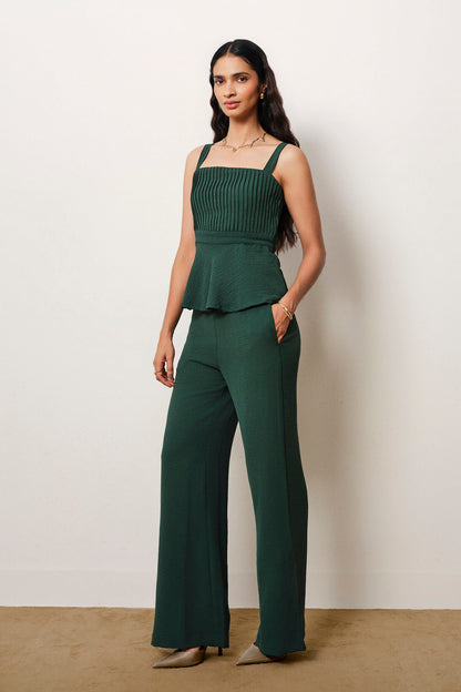 Solid Peplum Co-ord in Green