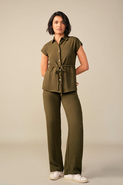 Tie-up Co-ord in Olive