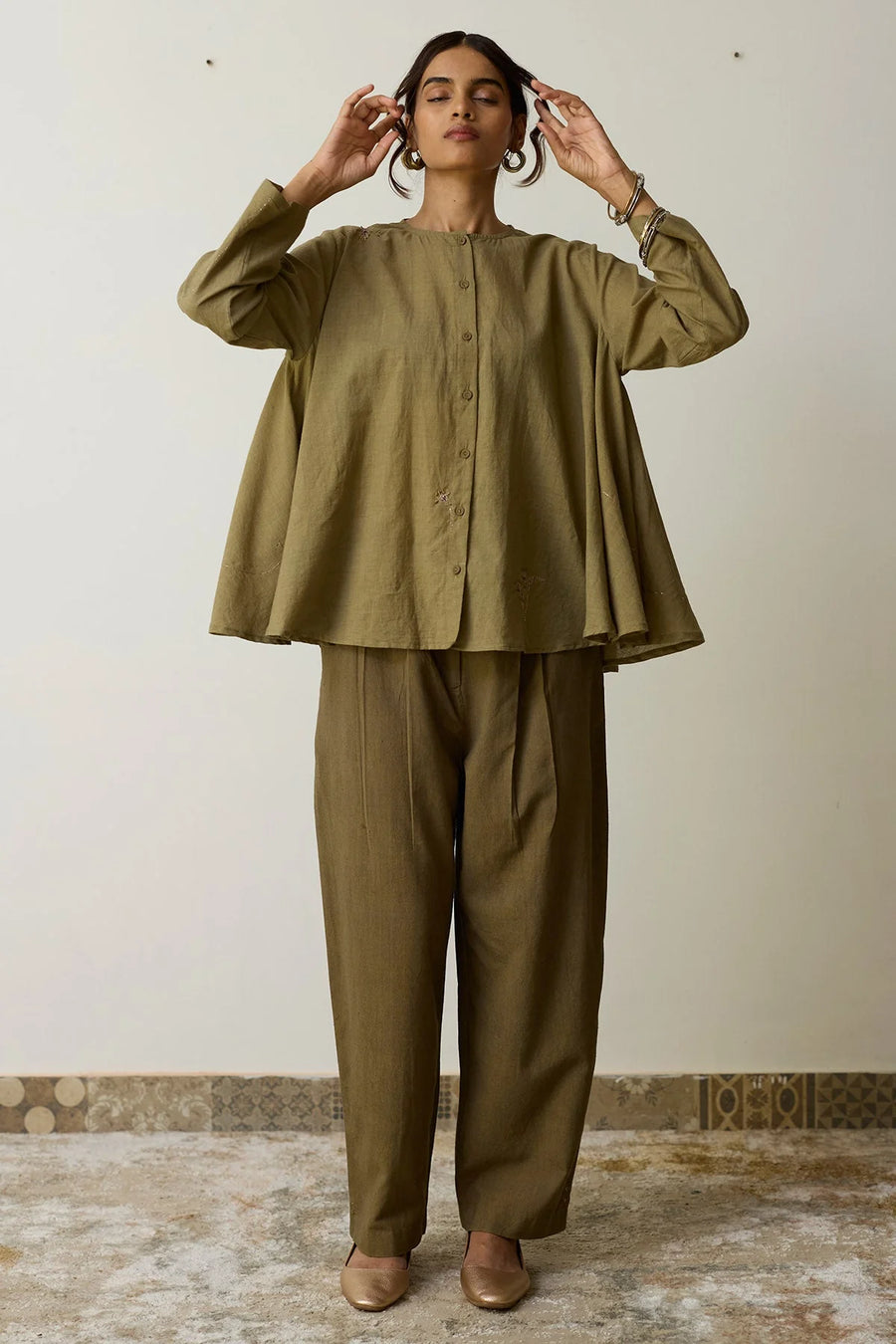 Olive Green Cotton Co-ord Set