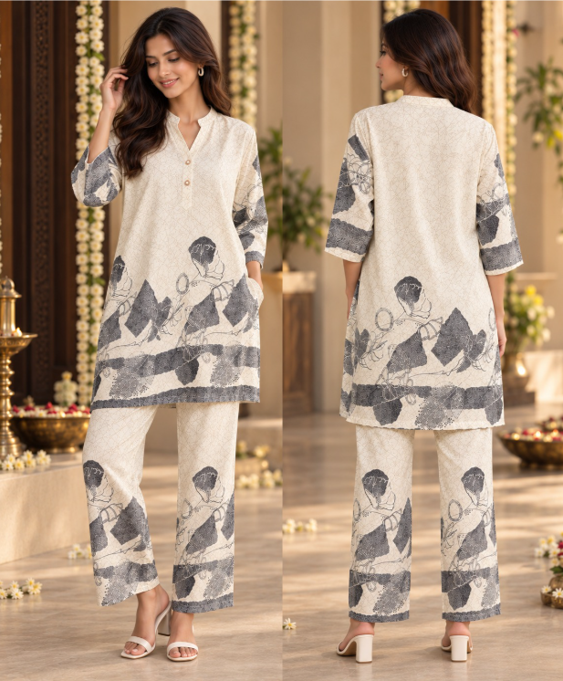 Muse Women's Printed Coord Set | Relaxed Kurta & Straight-Leg Pants