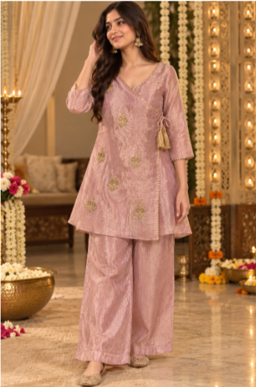 Bloom – Embroidered Wrap Kurta Co-ord Set